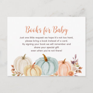 Rustic pumpkin Baby Shower - Bring a book insert Invitation Postcard