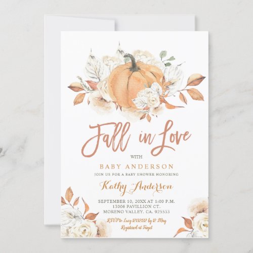 Rustic Pumpkin Baby Shower Fall in Love  Invitation