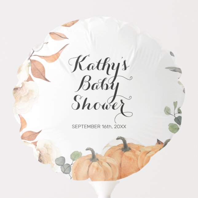 Rustic Pumpkin Baby Shower Floral Balloons (Front)