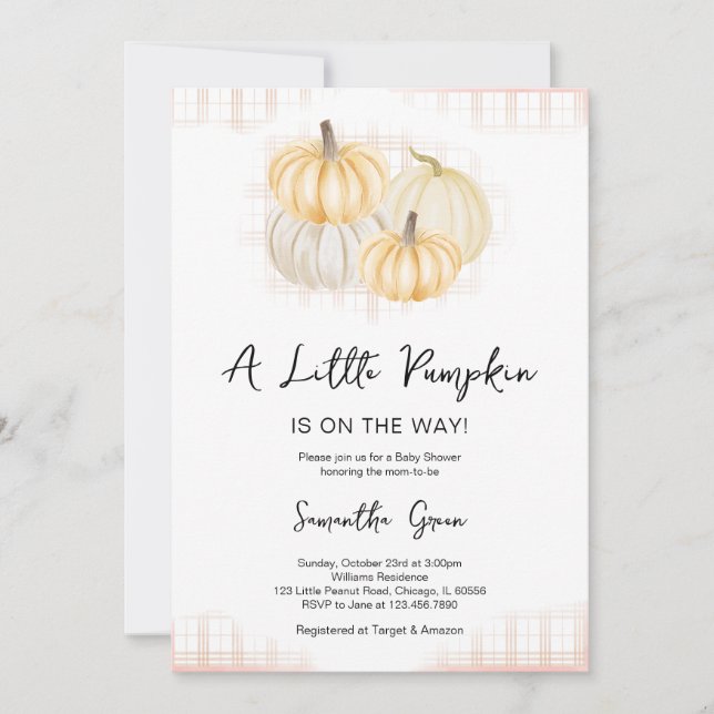 Rustic Pumpkin Baby Shower Invitation (Front)