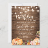 Rustic Pumpkin Baby Shower String Lights Floral Invitation (Front)