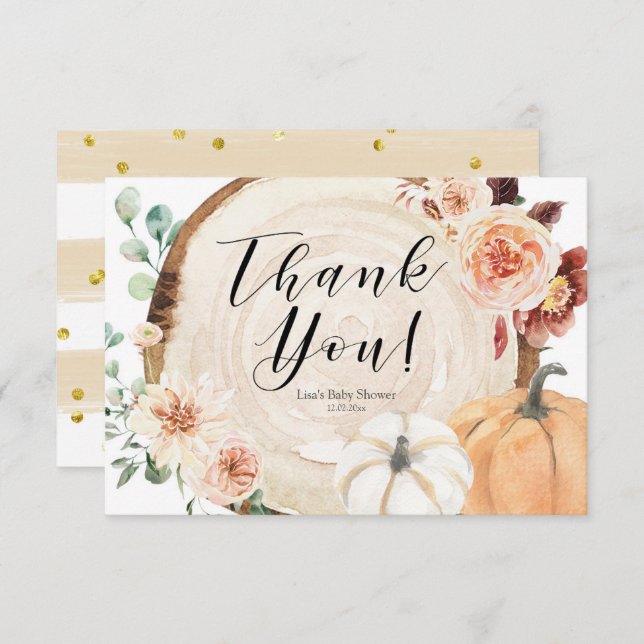 Rustic Pumpkin Baby Shower Thank You Card (Front/Back)