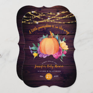 Rustic Pumpkin BABY SHOWER Watercolor FALL Modern Invitation