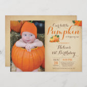 Rustic Pumpkin Birthday Invitation First Bday (Front/Back)