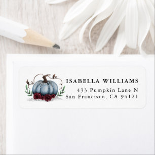Rustic Pumpkin Blue Silver Return Address Label