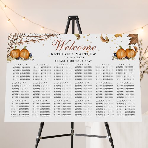 Rustic Pumpkin Botanical Autumn Wedding 18 Table Foam Board