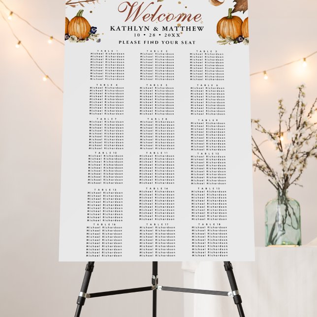 Rustic Pumpkin Botanical Autumn Wedding 18 Table Foam Board (Creator Uploaded)