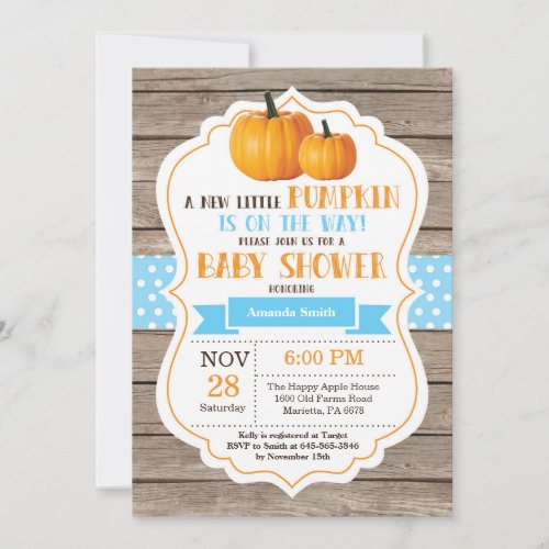 Rustic Pumpkin Boy Baby Shower Invitation Card