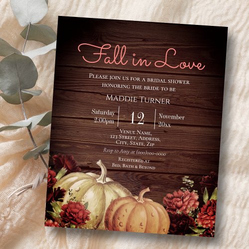 Rustic Pumpkin  Bridal Shower Invitation