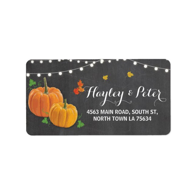 Rustic Pumpkin Chalk Lights Address Label Stickers (Front)