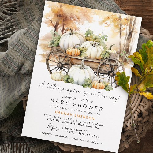 Rustic Pumpkin  Cute Neutral Fall Baby Shower Invitation