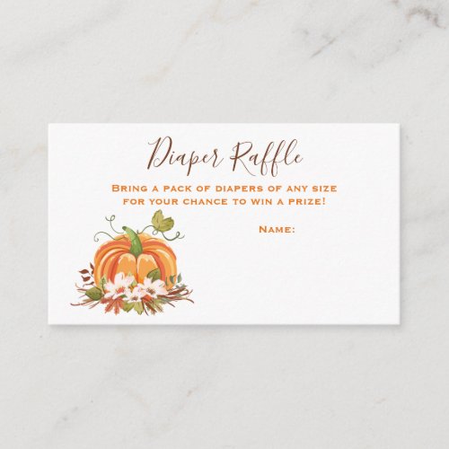 Rustic Pumpkin Diaper Raffle Card Fall Autumn