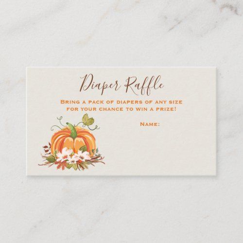 Rustic Pumpkin Diaper Raffle Card Fall Autumn
