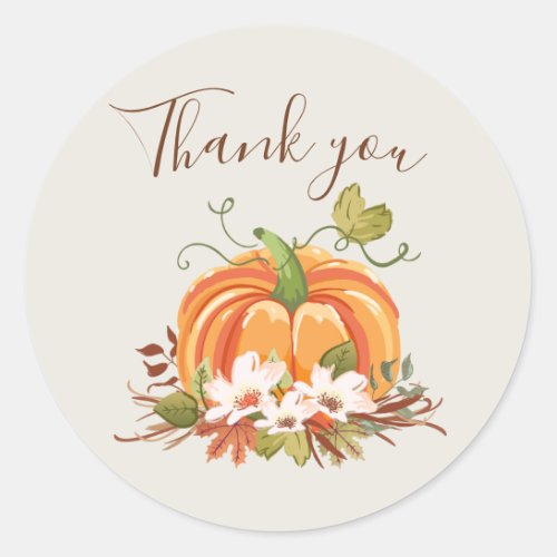 Rustic Pumpkin Envelope seal sticker Thank you