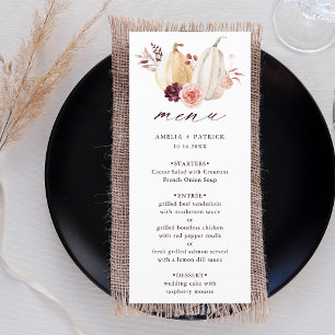 Rustic Pumpkin Fall Autumn Wedding Menu