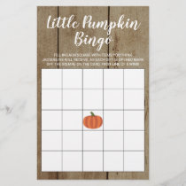 Rustic Pumpkin Fall Baby Shower Gift Bingo Card