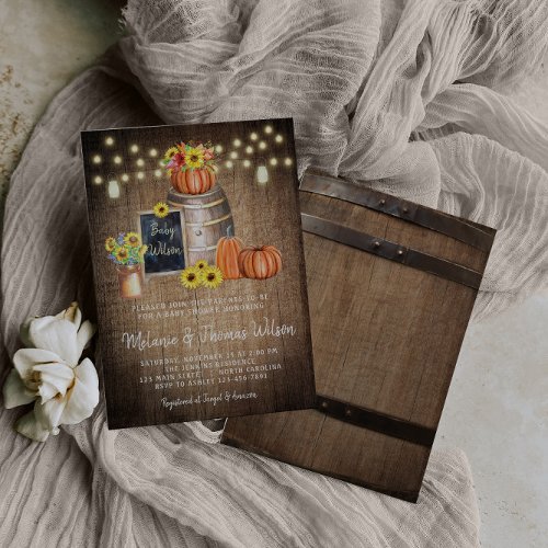 Rustic Pumpkin Fall Baby Shower Invitation