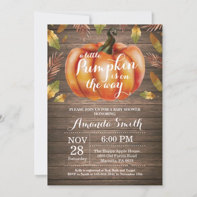 Rustic Pumpkin Fall Baby Shower Invitation (Front)