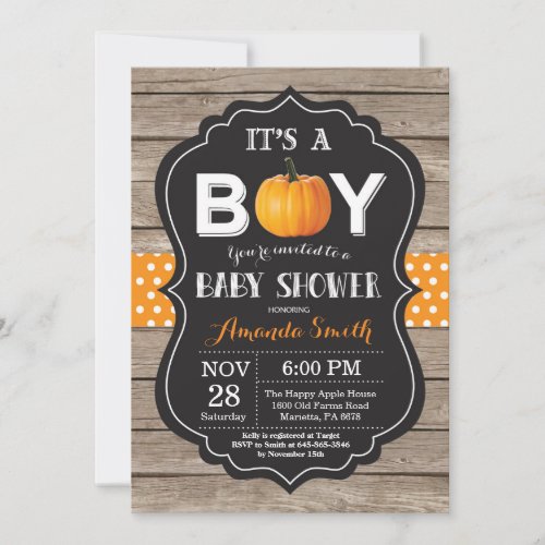 Rustic Pumpkin Fall Baby Shower Invitation Card