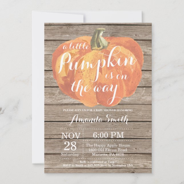 Rustic Pumpkin Fall Baby Shower Invitation Card (Front)