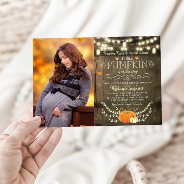 Rustic Pumpkin Fall Baby Shower Invitation Photo (Creator Uploaded)