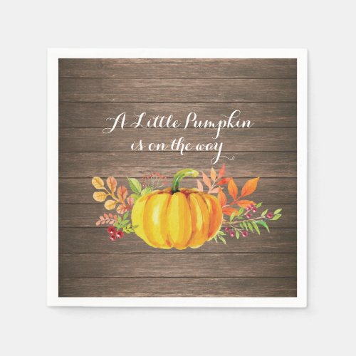 Rustic Pumpkin Fall Baby Shower Napkin