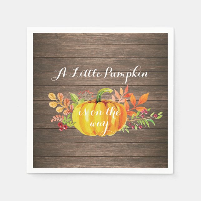 Rustic Pumpkin Fall Baby Shower Napkin (Front)