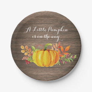 Rustic Pumpkin Fall Baby Shower Paper Plate