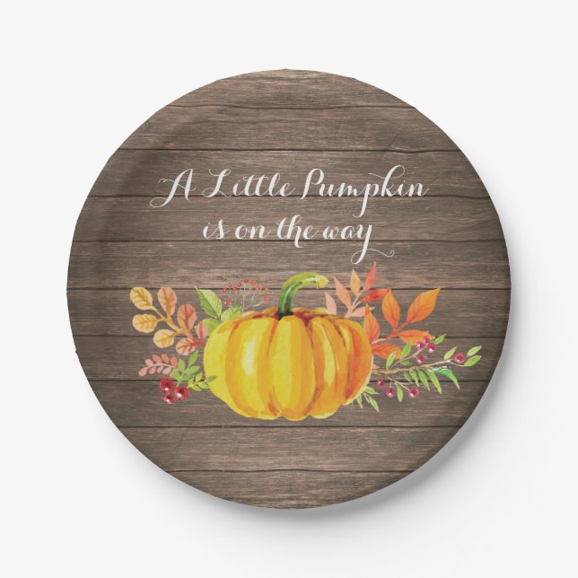 Rustic Pumpkin Fall Baby Shower Paper Plate (Front)