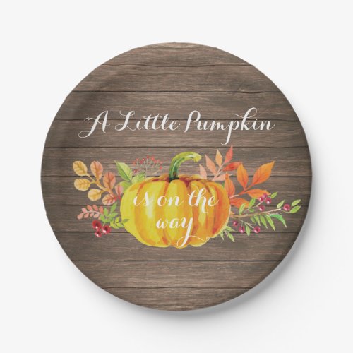 Rustic Pumpkin Fall Baby Shower Paper Plate