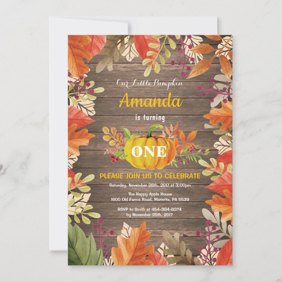 Rustic Pumpkin Fall Birthday Invitation | Zazzle