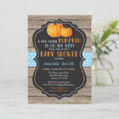 Rustic Pumpkin Fall Boy Baby Shower Invitation (Standing Front)