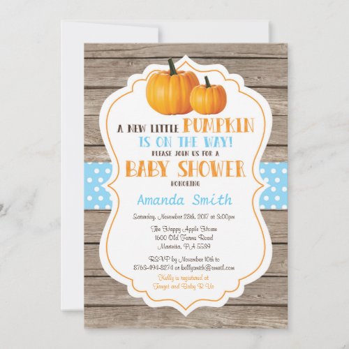 Rustic Pumpkin Fall Boy Baby Shower Invitation
