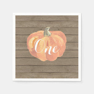 Rustic Pumpkin Fall First Birthday Party Napkin