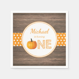 Rustic Pumpkin Fall First Birthday Party Orange Napkins