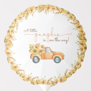 Rustic Pumpkin Fall Floral Baby Shower Balloon