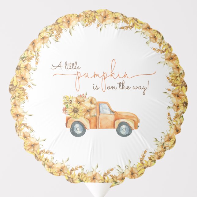 Rustic Pumpkin Fall Floral Baby Shower Balloon (Front)
