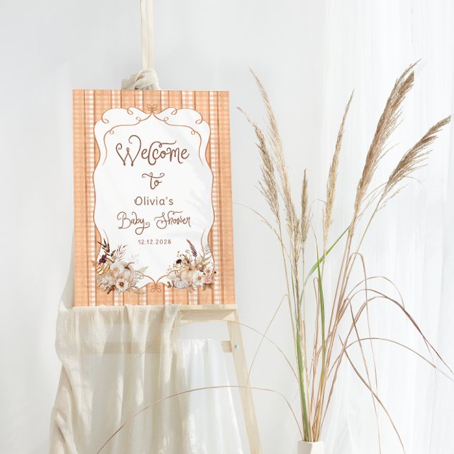 Rustic Pumpkin Fall Floral Baby Shower Welcome Foam Board (Creator Uploaded)