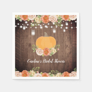Rustic Pumpkin Fall Floral Bridal Shower Napkins
