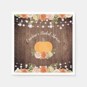 Rustic Pumpkin Fall Floral Bridal Shower Napkins