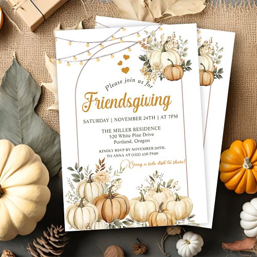 Rustic Pumpkin Fall Floral Friendsgiving  Invitation