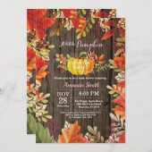 Rustic Pumpkin Fall Girl Baby Shower Invitation (Front/Back)