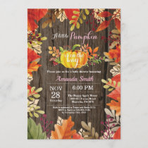 Rustic Pumpkin Fall Girl Baby Shower Invitation