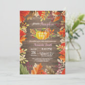 Rustic Pumpkin Fall Girl Baby Shower Invitation (Standing Front)