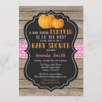 Rustic Pumpkin Fall Girl Baby Shower Invitation
