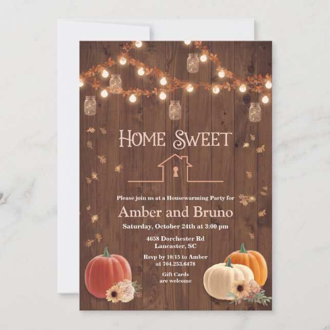 Rustic Pumpkin Fall Housewarming Invitation (Front)