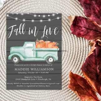 Rustic Pumpkin Fall in Love Bridal Shower Invite