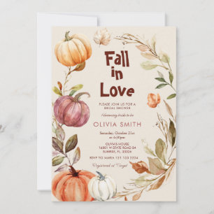 Rustic Pumpkin Fall In Love Couple Shower Invitation