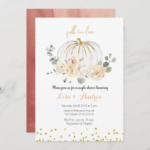 Rustic Pumpkin Fall in Love Couples Shower Invitation