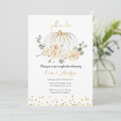 Rustic Pumpkin Fall in Love Couples Shower Invitation (Standing Front)